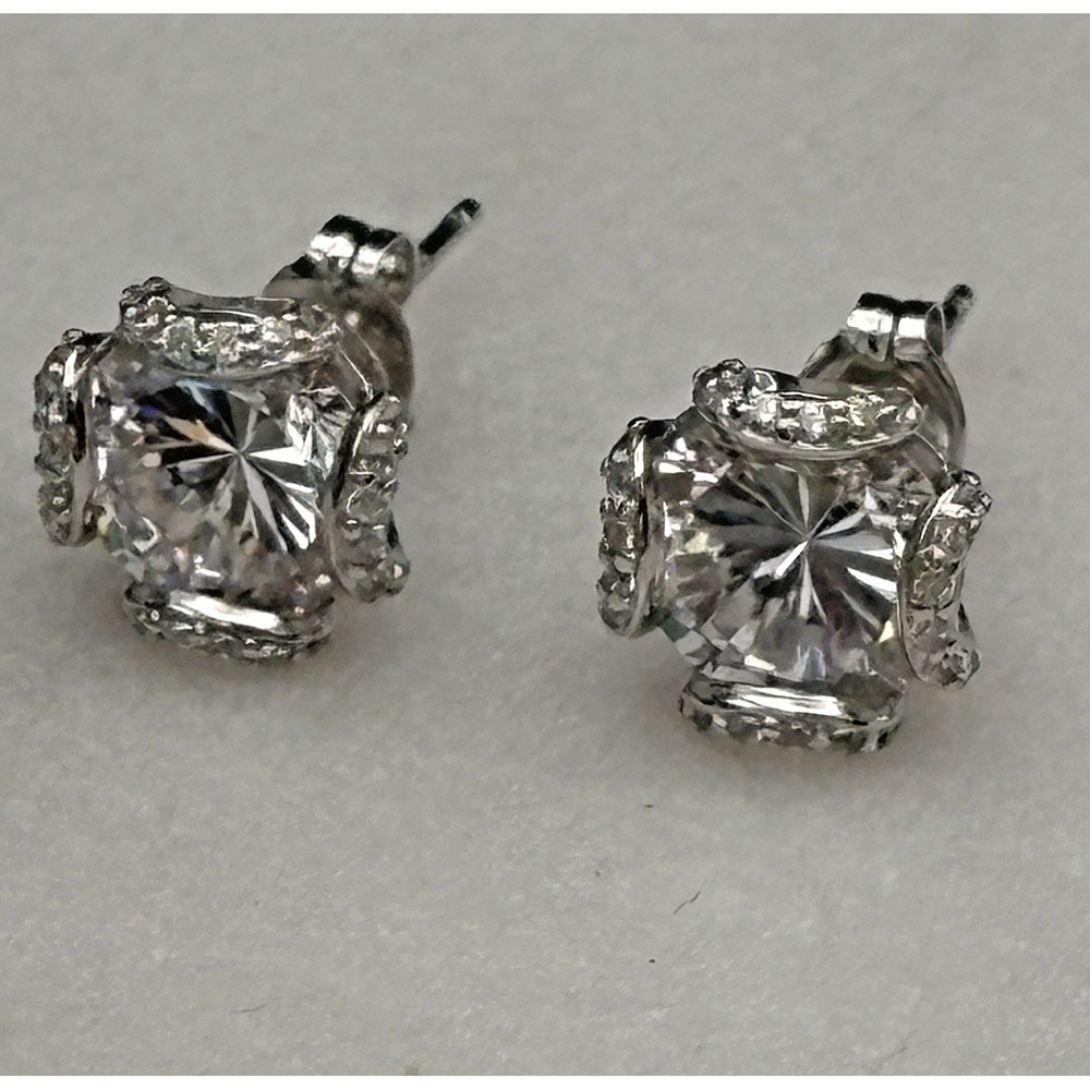Bella Luce Sterling Silver Stud CZ Earrings Cluster Rhodium Plated JTV Gorgeous